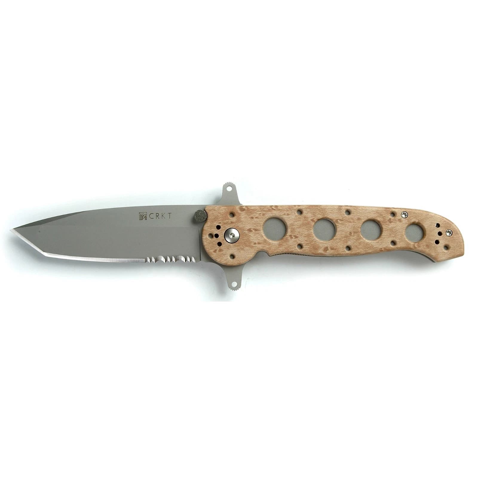 CRKT M16 Special Forces 3.875″ Folding Knife Tanto Blade Combo Edge Silver & Tan