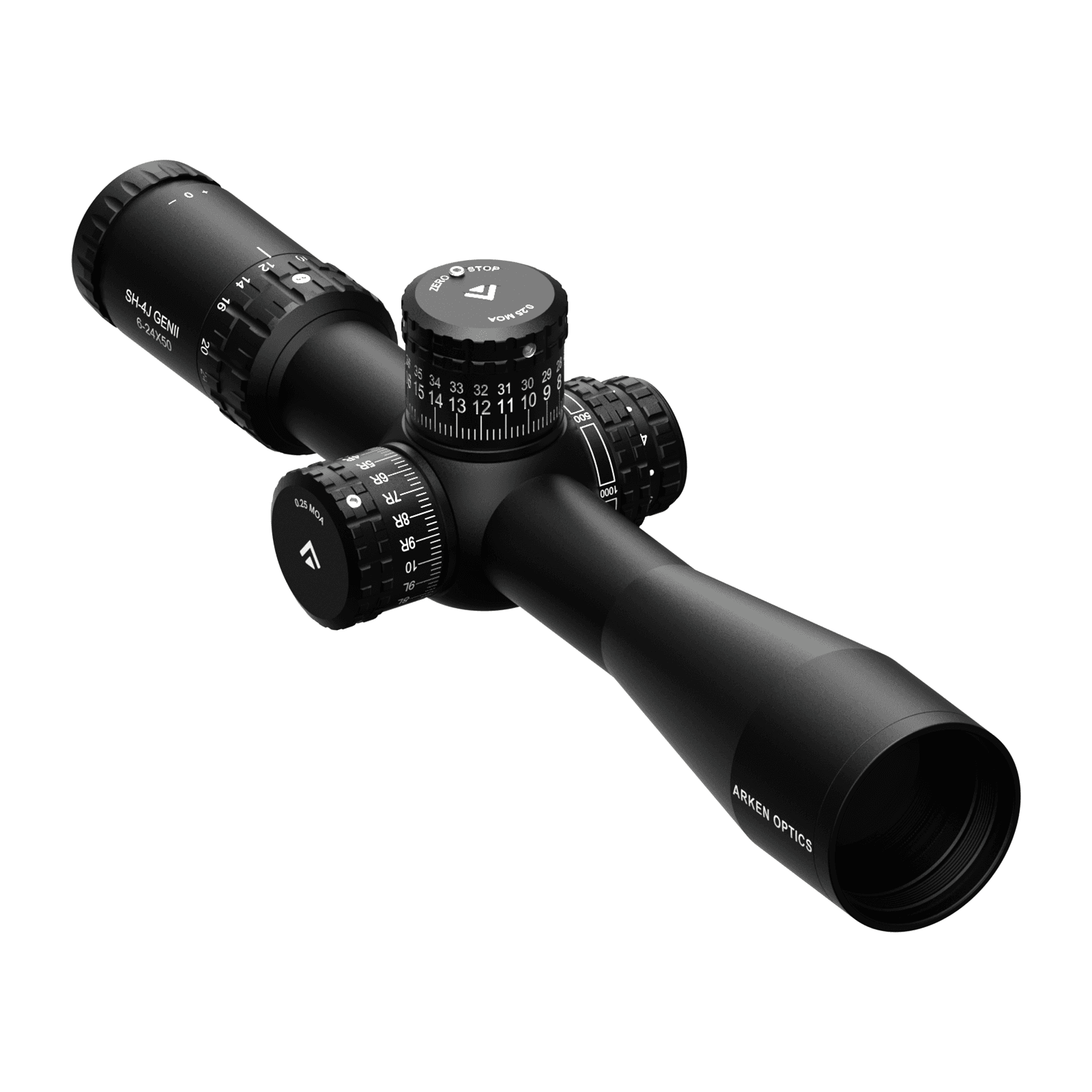 Arken Optics SH-4J 6-24X50 Gen2 FFP MOA VPR Rifle Scope - Zero Stop, 34mm Tube