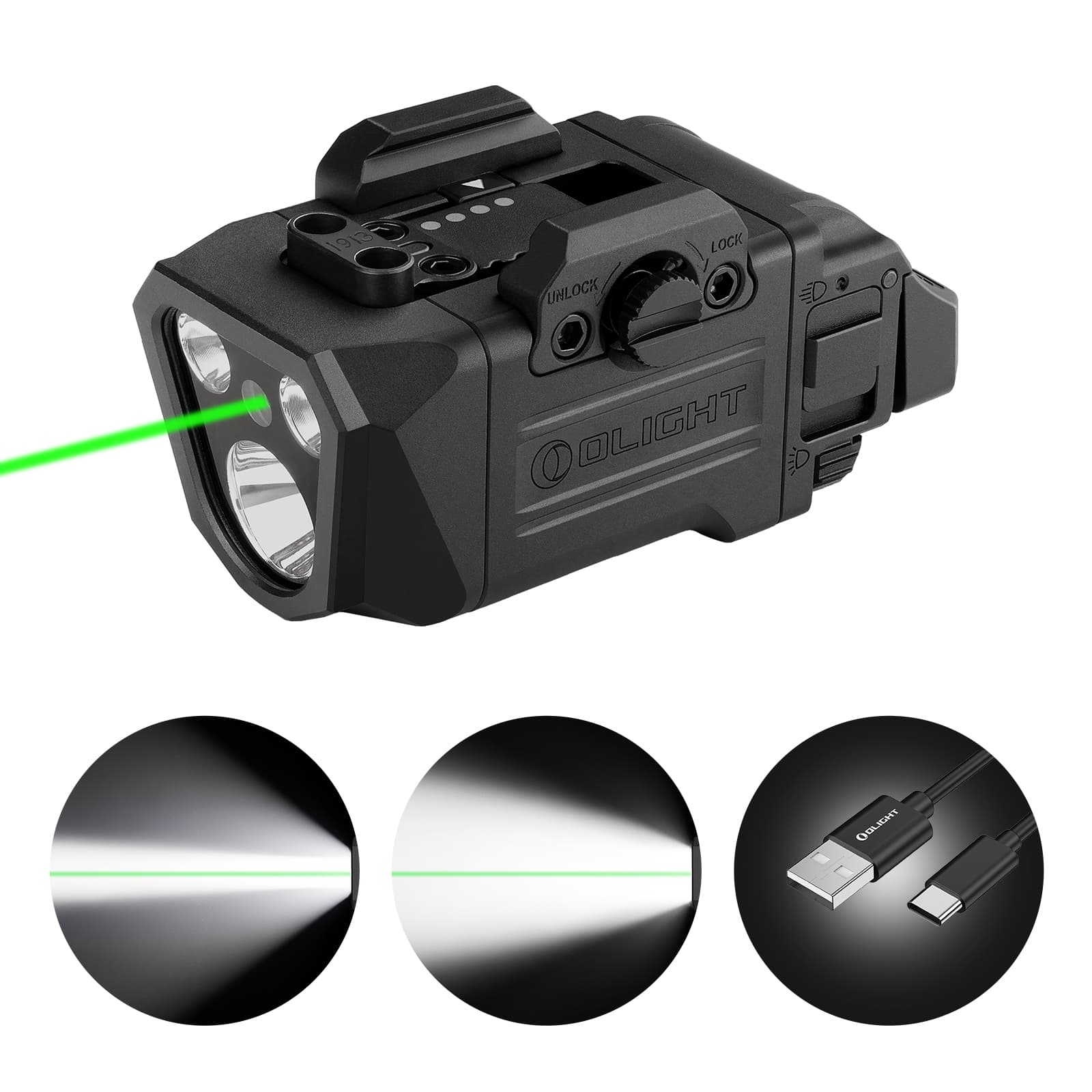 OLIGHT PL X GL Rechargeable Tactical Flashlight - Green Beam Combo