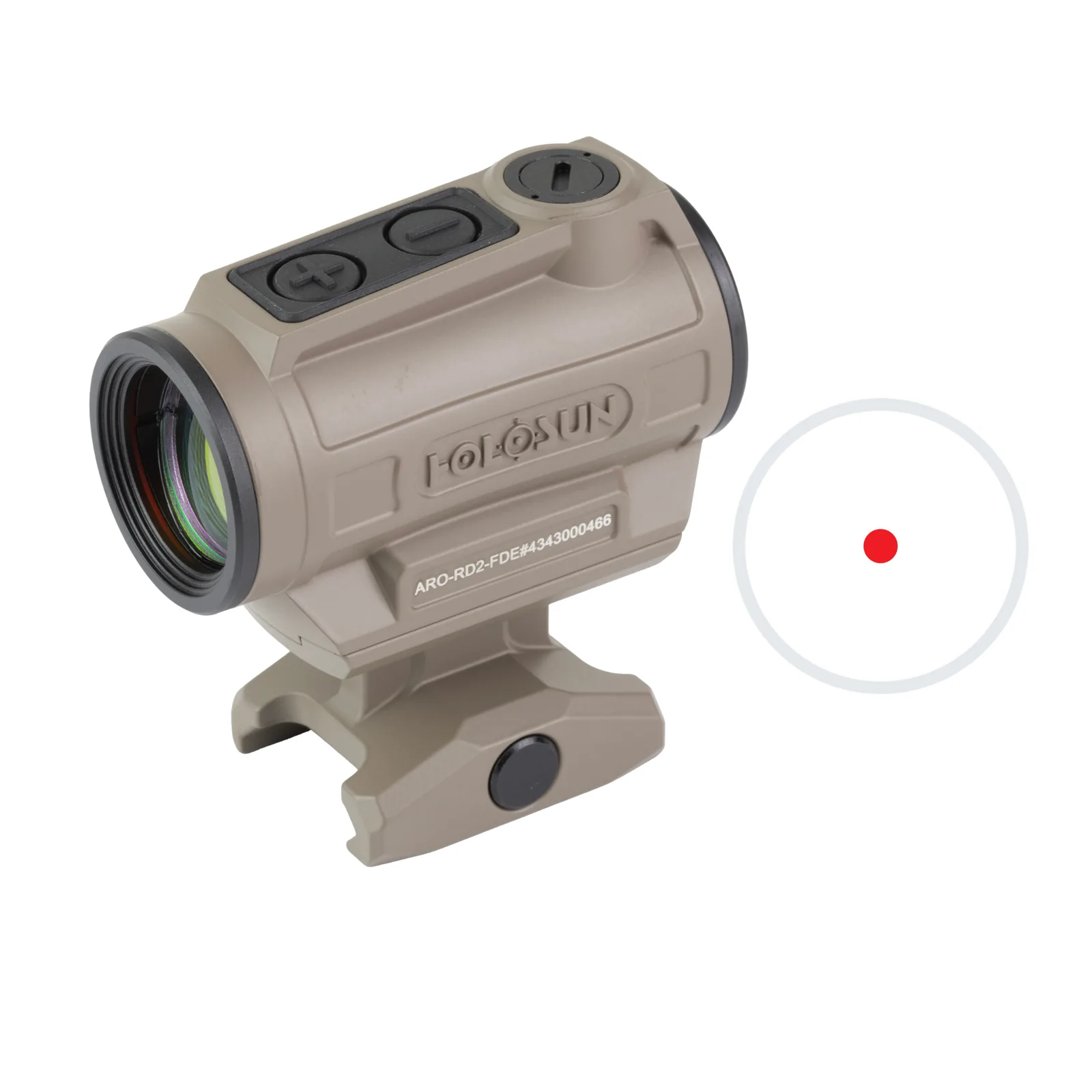 Holosun ARO 2 MOA Red Dot, Fits 1913 Picatinny Rail, 1.63″ Lower 1/3 Co-Witness Mount, Flat Dark Earth