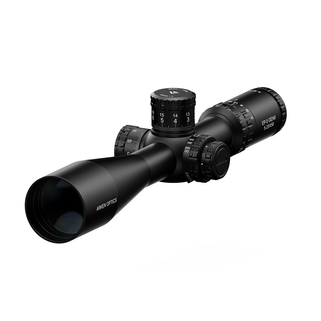 Arken Optics EP-5 GENII 5-25×56 FFP Illuminated MIL/TOR – Zero Stop – 34mm